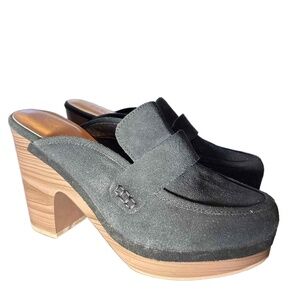 Splendid Block Heel Mules Clogs 9 Platform 70s Boho Casual Slip On Black Vina